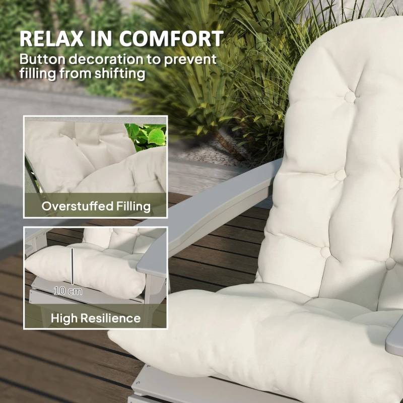 Outsunny Adirondack Chair Cushions Set of 2, Tufted High Back Patio Non-Slip Cushions for Adirondack Chairs, Beige