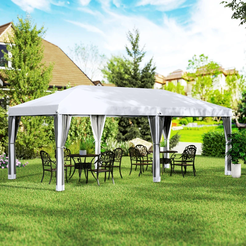 Outsunny 10' x 20' Pop Up Canopy Tent with Netting, Heavy Duty Instant Sun Shelter, Large Tents for Parties with Carry Bag for Outdoor, Garden, Patio, Cream White