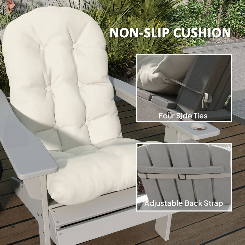 Outsunny Adirondack Chair Cushions Set of 2, Tufted High Back Patio Non-Slip Cushions for Adirondack Chairs, Beige