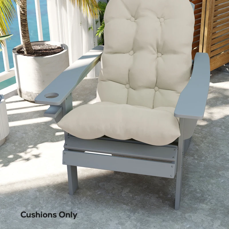 Outsunny Adirondack Chair Cushions Set of 2, Tufted High Back Patio Non-Slip Cushions for Adirondack Chairs, Beige