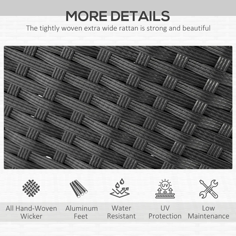 Outsunny 7 Pieces Outdoor Dining Set for 6, PE Wicker Rattan Patio Furniture Set with High-Back Armchairs, Glass Table Top