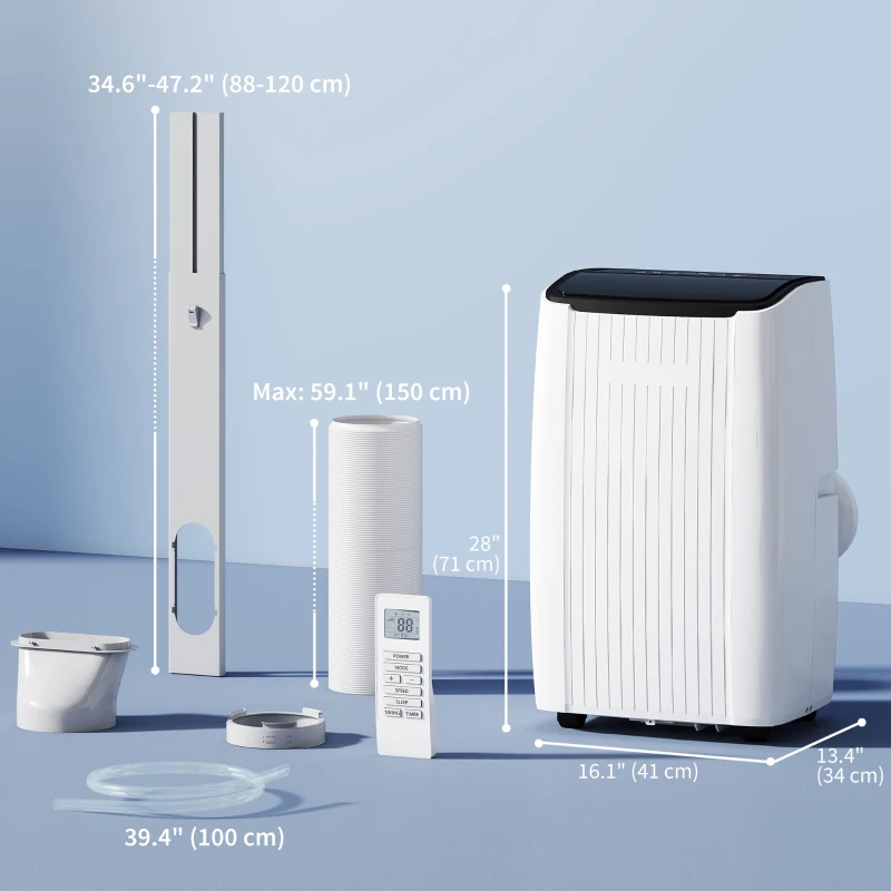 HOMCOM 14000 BTU 5-in-1 Portable Air Conditioner with Cool, Heat, Dehumidifier, Fan, Sleep, WiFi Voice Control, White