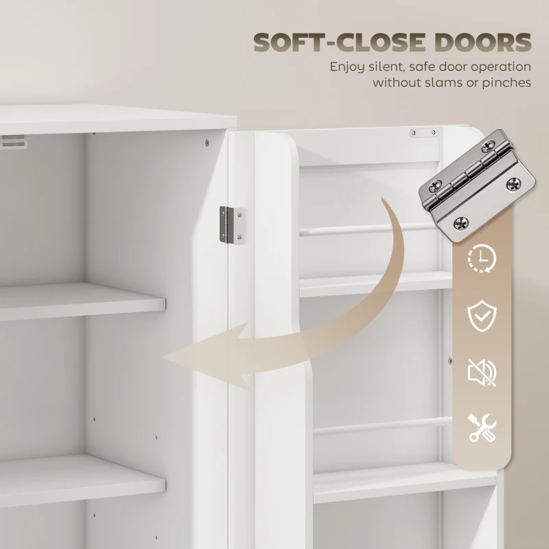 HOMCOM 44" Modern Kitchen Storage Cabinet with Drawer, Adjustable Shelves, Small Kitchen Pantry with Door Racks, White