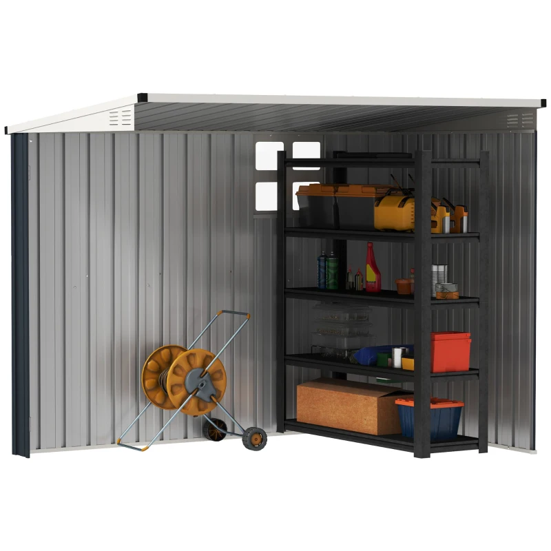 Outsunny 4' x 8' Outdoor Storage Shed, Metal Garden Shed with Window, 2 Vents and Lockable Door for Backyard, Garden, Patio