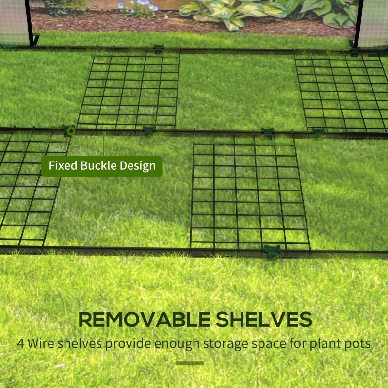 Outsunny Mini Greenhouse with 4 Wire Shelves, Portable Tomato Greenhouse with Roll Up Door, 39.4" x 31.5" x 59.1", White
