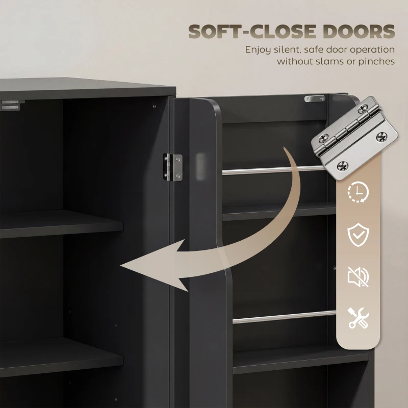 HOMCOM 44" Modern Kitchen Storage Cabinet with Drawer, Adjustable Shelves, Small Kitchen Pantry with Door Racks, Black