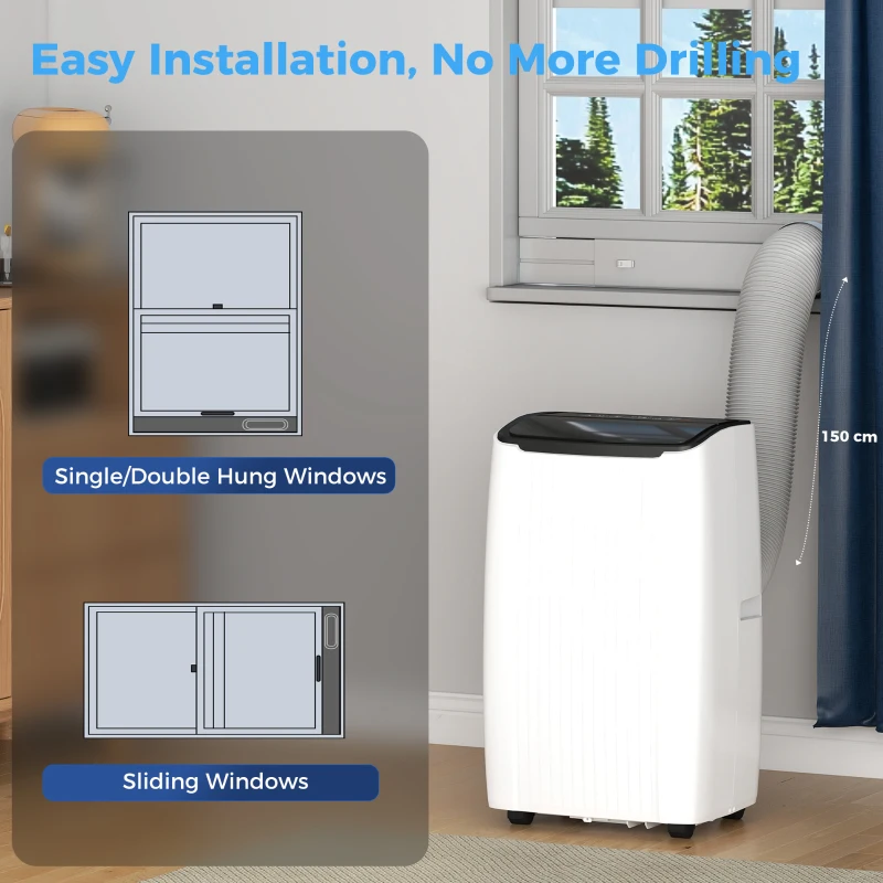 HOMCOM 14000 BTU 5-in-1 Portable Air Conditioner with Cool, Heat, Dehumidifier, Fan, Sleep, WiFi Voice Control, White