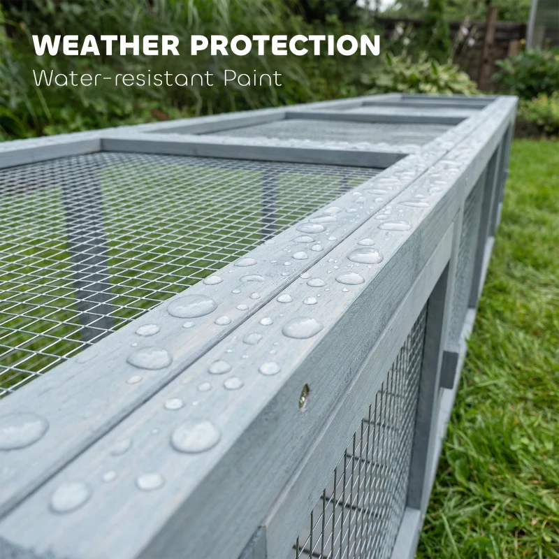 PawHut Wooden Cat Run with Weather Protection, Connecting Inside and Outside, 79"L x 15"W x 15"H, Dark Gray