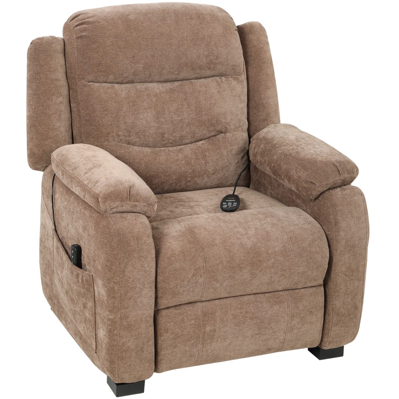 HOMCOM Massage Recliner Chair, Power Recliner with Quiet Brushless Motor, Remote, Pockets, 2 Memory Positions, Brown