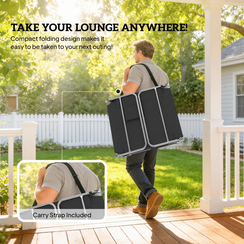 Outsunny 2 Tanning Chairs with Face Hole, 5-Level Adjustable Outdoor Chaise Lounge Chair with Pillow for Beach, Pool, Black