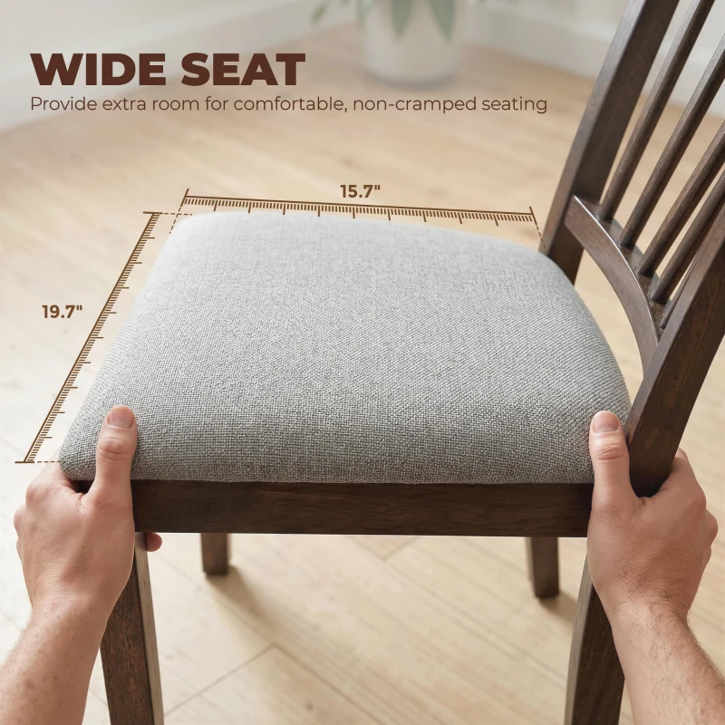 HOMCOM Dining Chairs Upholstered Kitchen Chairs with Rubberwood Legs Set of 2, Burn Brown