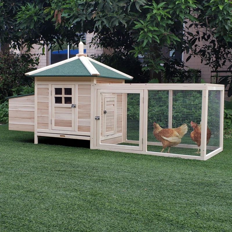 PawHut 77" Chicken Coop Hen House Rabbit Hutch Poultry Cage Pen Outdoor Backyard with Nesting Box Run Natural