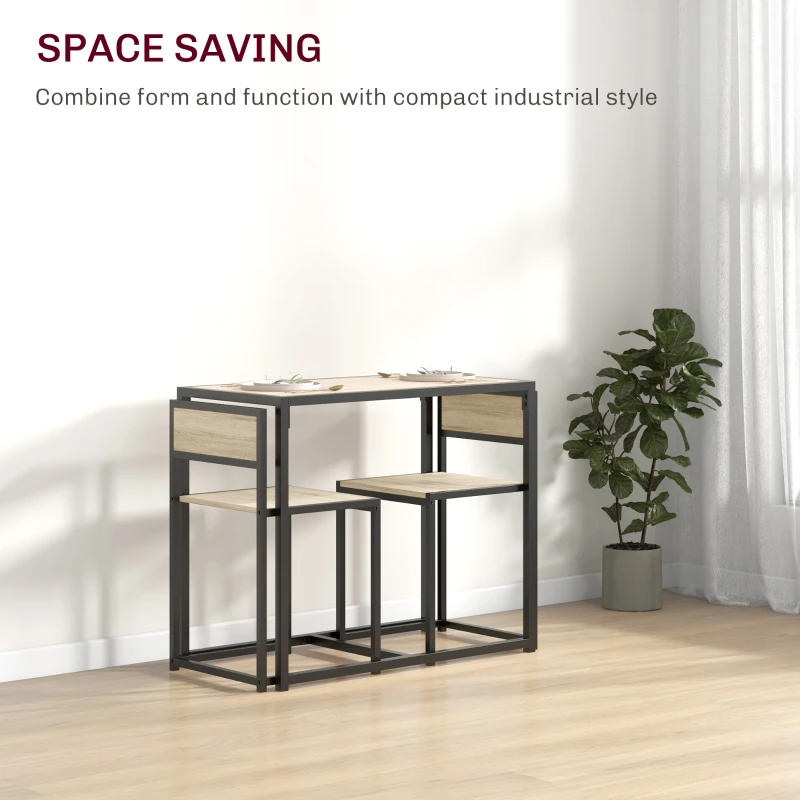 HOMCOM Dining Table Set, Industrial Dining Set for 2, Kitchen Table and Chairs for Small Space, Dining Room Table with Chairs