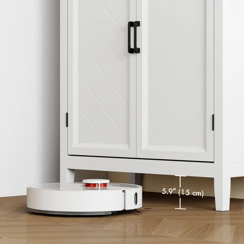 HOMCOM 70" Tall Kitchen Storage Cabinet Modern Farmhouse Pantry Cabinet with 4 Chevron Doors and 4 Adjustable Shelves, White