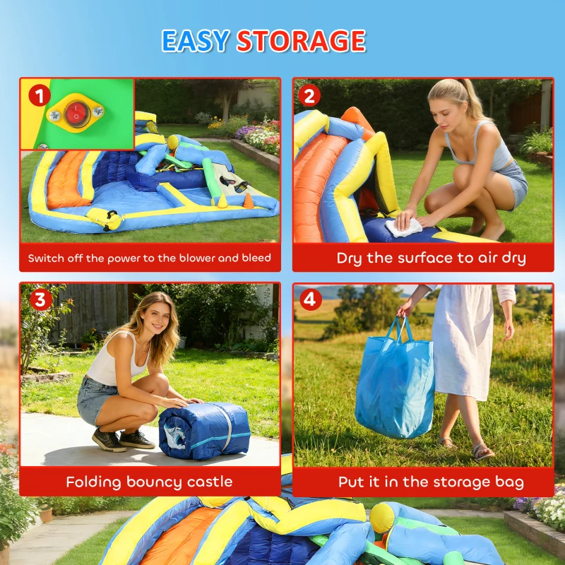 Qaba Bouncy Castle for Kids, Inflatable Bounce House with Slide, Pool (Ball Pit), Ball Shooting and Blower for Indoor Outdoor