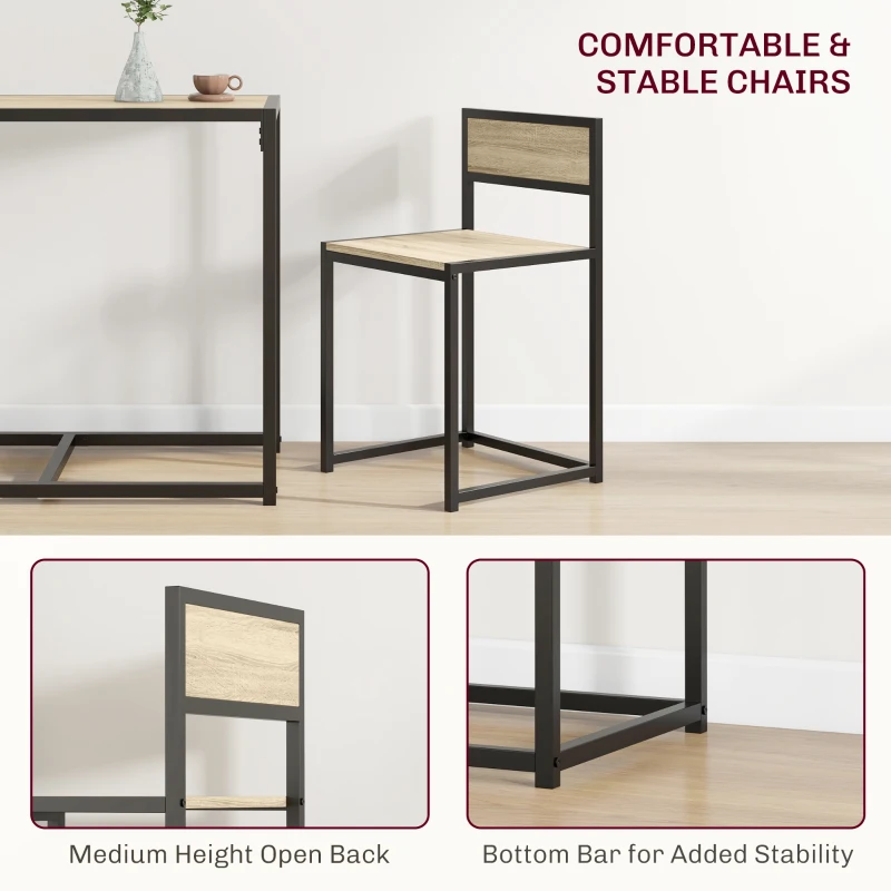 HOMCOM Dining Table Set, Industrial Dining Set for 2, Kitchen Table and Chairs for Small Space, Dining Room Table with Chairs