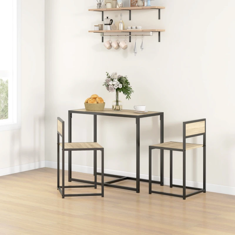 HOMCOM Dining Table Set, Industrial Dining Set for 2, Kitchen Table and Chairs for Small Space, Dining Room Table with Chairs