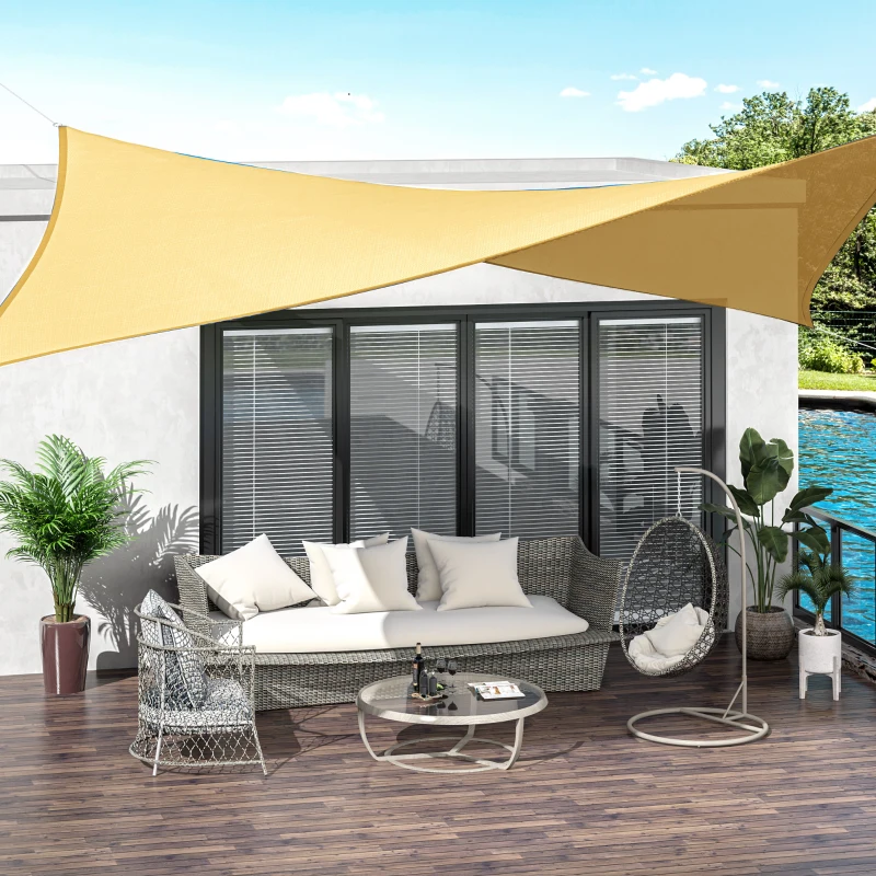 Outsunny 16' x 20' Sun Shade Sail Canopy Outdoor Shade Sail Cloth for Patio Deck Yard with D-Rings and Rope Included, Sand