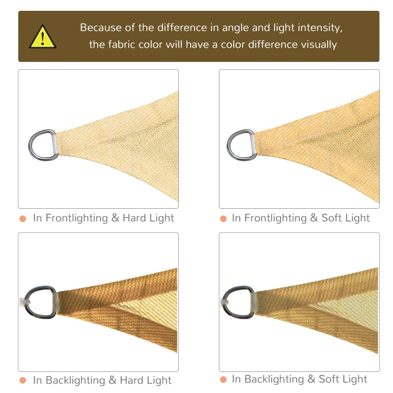 Outsunny 16' x 20' Sun Shade Sail Canopy Outdoor Shade Sail Cloth for Patio Deck Yard with D-Rings and Rope Included, Sand