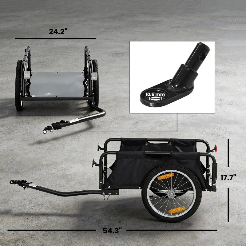 Soozier Bike Cargo Trailer, Bicycle Trailer Wagon Cart with Quick Release 16" Pneumatic Wheels, Aluminum Rims, Red Flag, Black