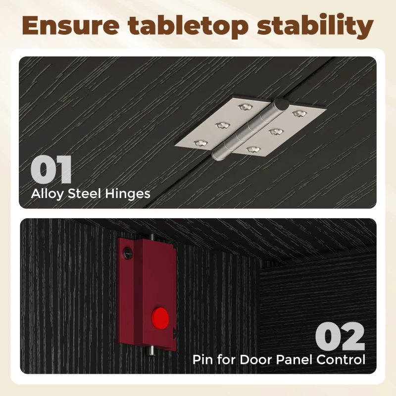 HOMCOM Oval Folding Dining Table, Space Saving Drop Leaf Kitchen Table for Dining Room, Living Room, Black