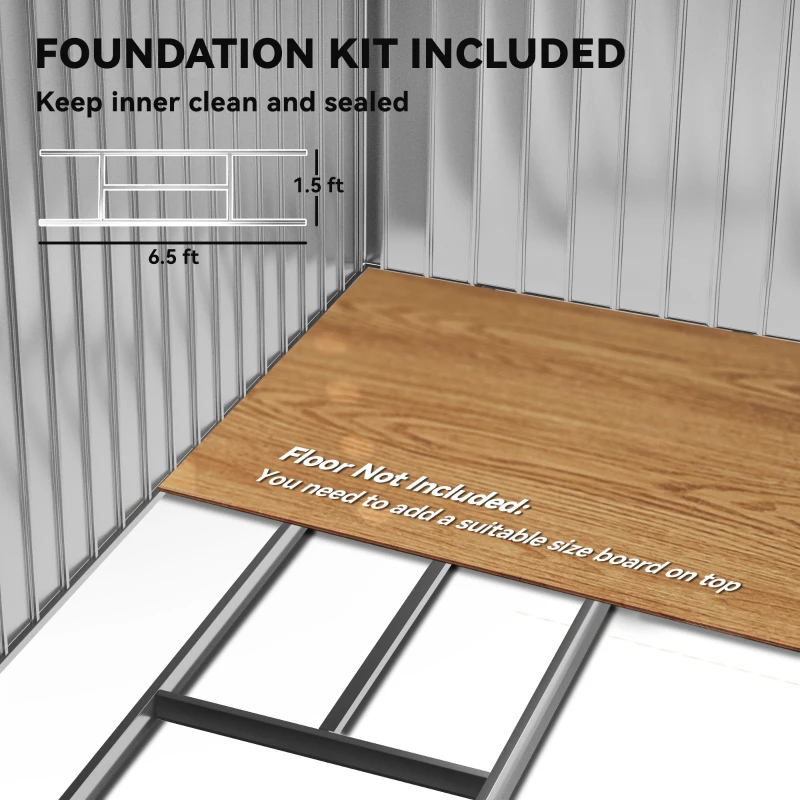 Outsunny 7' x 4' Outdoor Storage Shed, Garden Tool House w/ Foundation Kit Vents & Sliding Doors for Backyard Patio, Brown