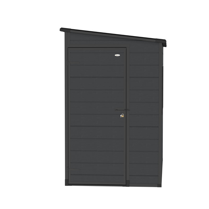 Outsunny 4.3' x 8' Outdoor Storage Shed with Floor, Garden Shed with Lockable Doors and Windows, Dark Grey