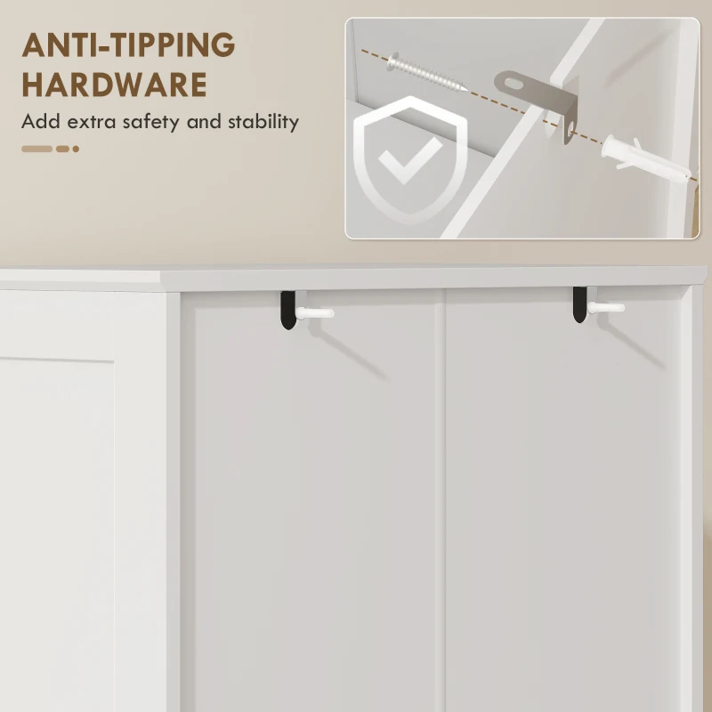 HOMCOM 64" Tall Kitchen Pantry Cabinet, Kitchen Cabinet with Soft-Close Acrylic Doors, 10 Shelves, 8 Door Racks, White