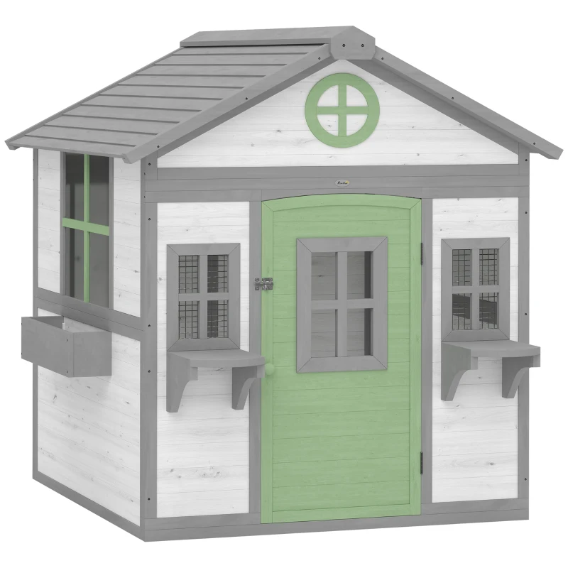 PawHut Chicken Coop, Wooden Hen House Outdoor Playhouse for 2-4 Chickens, Poultry Cage with Planter Pots and Boxes