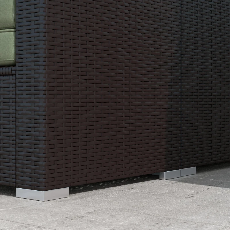 Outsunny 7 Pieces Outdoor Rattan Furniture Set, Patio Wicker Sectional Conversation Sofa Set, Light Green