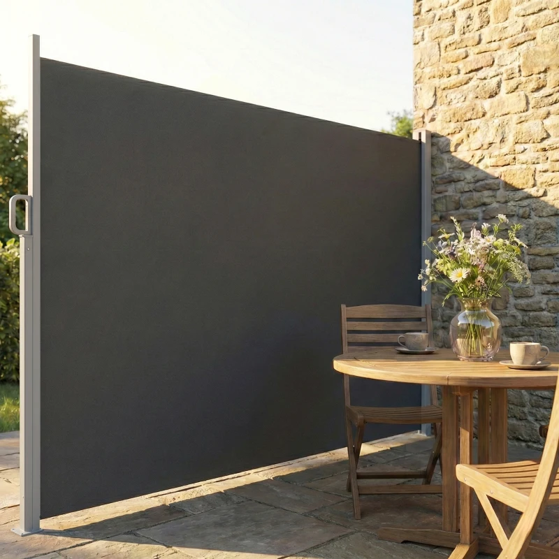 Outsunny Retractable Side Awning, 165" x 73" Outdoor Privacy Screen, Water-Resistant, UV 50+, Dark Grey