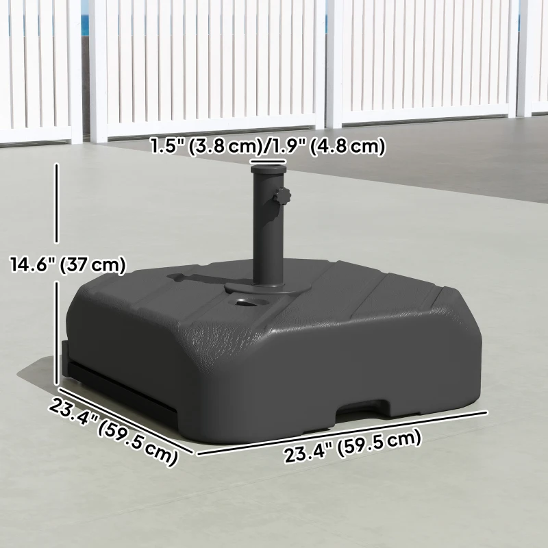 Outsunny Patio Umbrella Base with Wheels, Telescopic Handle, 158 lb Sand/99 lb Water Filled Outdoor Patio Umbrella Stand, Black
