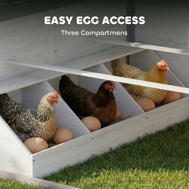 PawHut Chicken Coop, Wooden Hen House Outdoor Playhouse for 2-4 Chickens, Poultry Cage with Planter Pots and Boxes