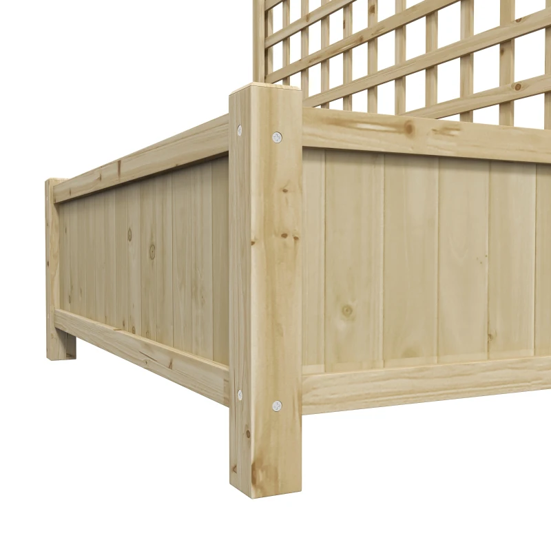 Outsunny Wood Planter with Trellis for Vine Climbing, Raised Garden Bed, Privacy Screen for Backyard, Patio, Deck, Natural Wood