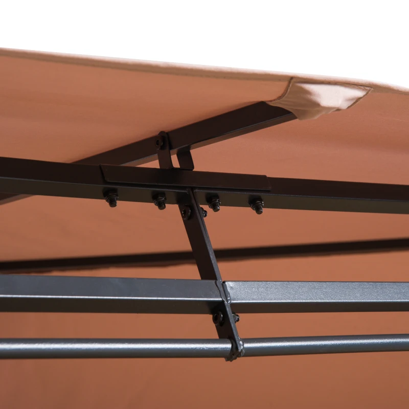 Outsunny 10' x 13' Patio Gazebo, Outdoor 2-Tiers Garden Canopy Yard Sunshade Shelter with Curtains, Khaki