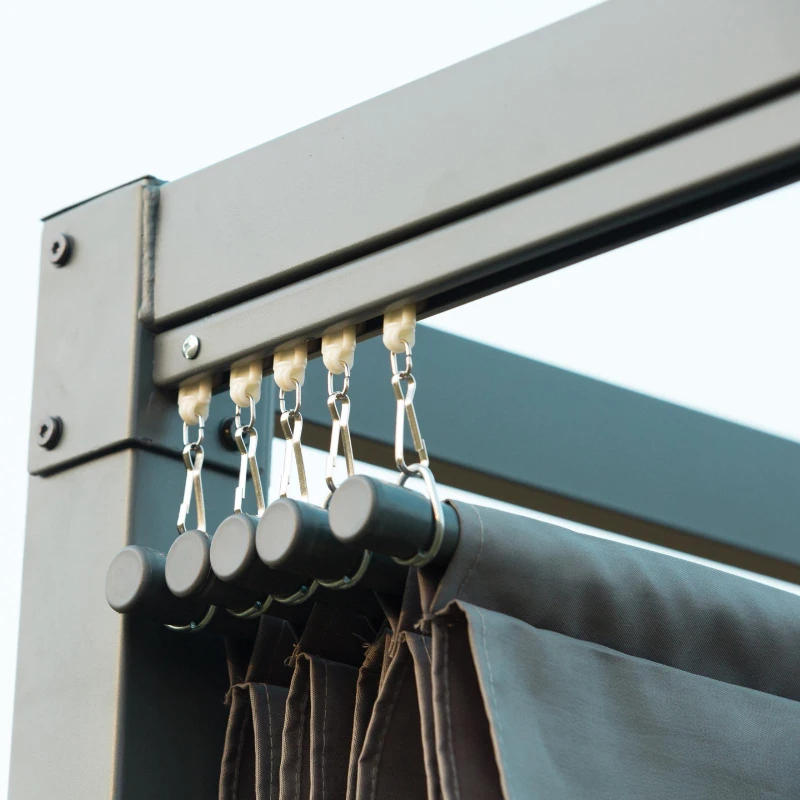 Outsunny 10x7ft Pergola with Retractable Roof Outdoor Patio Sun Shelter Garden Grape Tent Water-resistant Yard Shade Grey