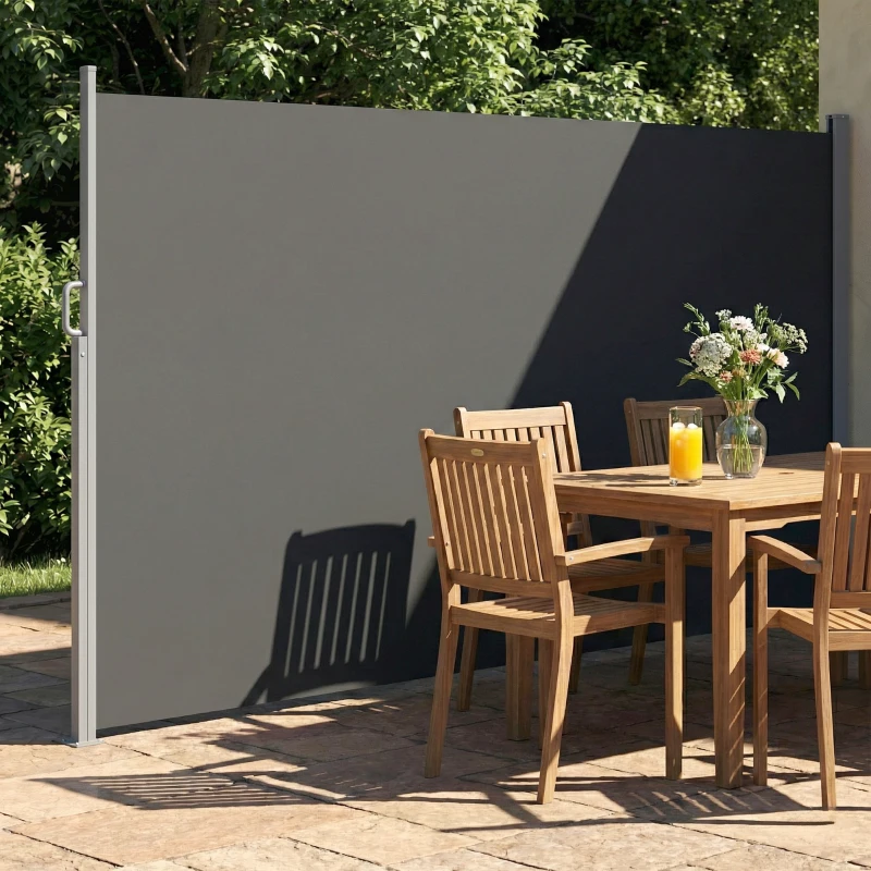 Outsunny Retractable Side Awning, 165" x 73" Outdoor Privacy Screen, Water-Resistant, UV 50+, Dark Grey