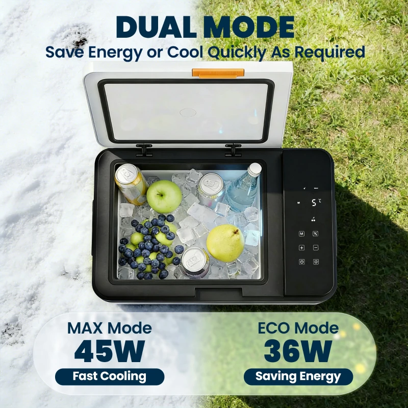 Outsunny 12 Volt Car Refrigerator, 32QT Car Fridge with App Control, 12/24V DC and 100-240V AC, Black