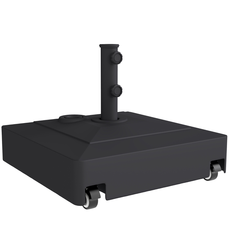 Outsunny Patio Umbrella Base with Wheels, 134 lbs Stand/88 lbs Water Filled Outdoor Umbrella Stand for 1.38/1.5/1.89" Pole, Black