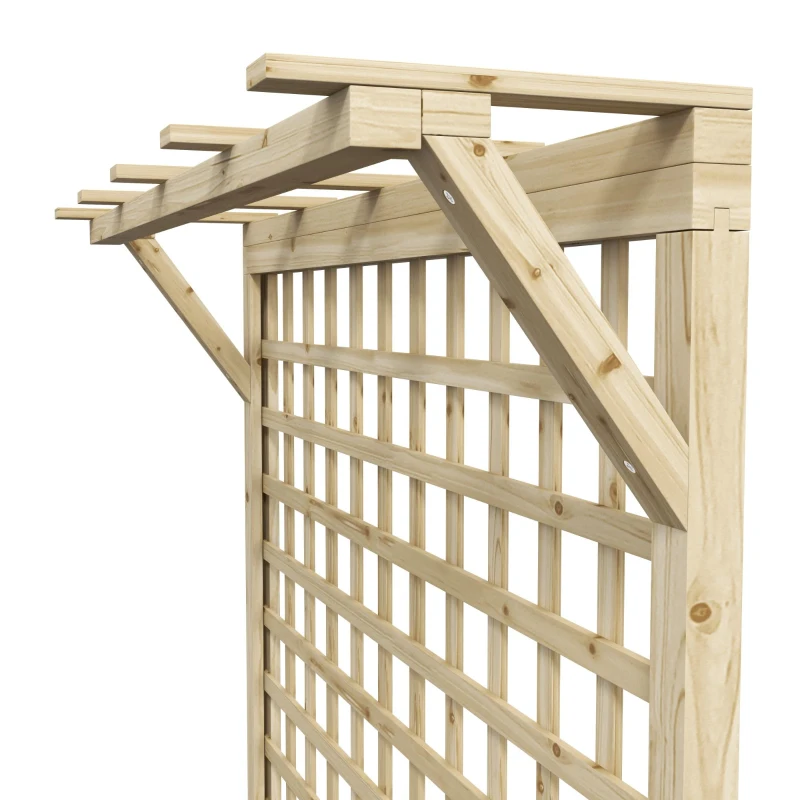 Outsunny Wood Planter with Trellis for Vine Climbing, Raised Garden Bed, Privacy Screen for Backyard, Patio, Deck, Natural Wood