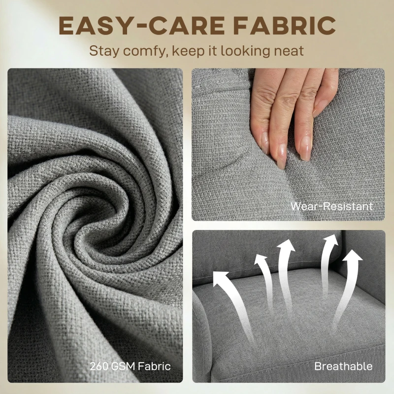 HOMCOM Accent Chair Modern Tufted with Metal Legs Upholstered Reading Armchair for Living Room Grey