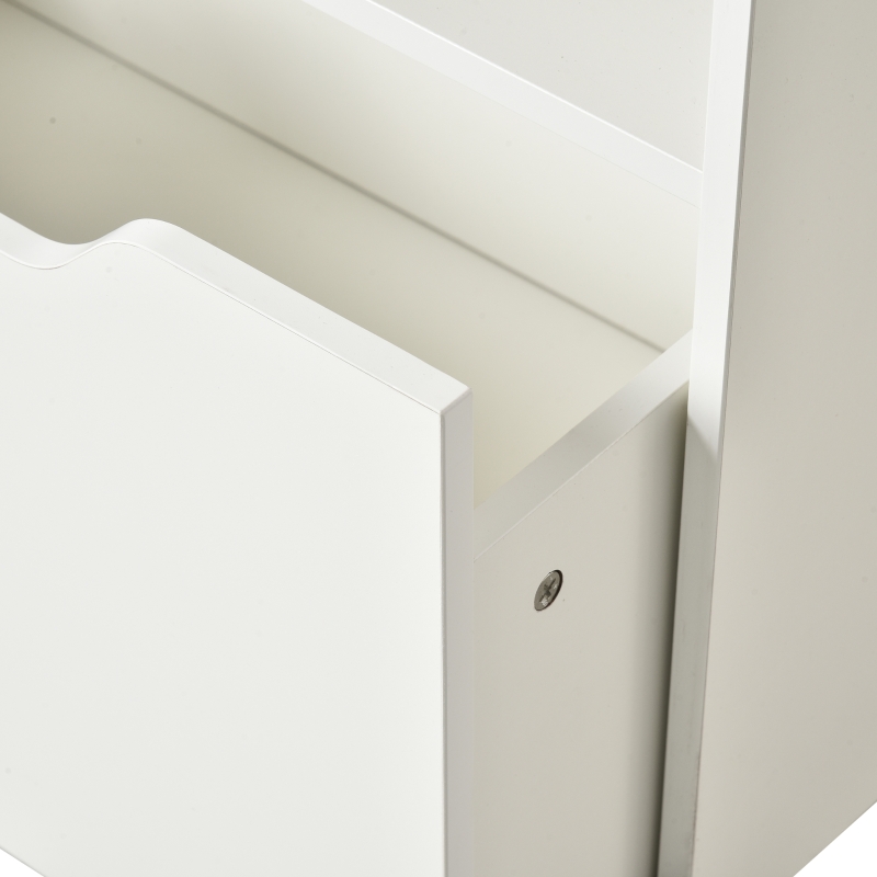 HOMCOM Kids Bookshelf Bookcase, Montessori-Inspired Multi-Shelf Rack Organizer with Moveable Drawer for Books for Reading Nook, Classroom, Bedroom, Playroom, White