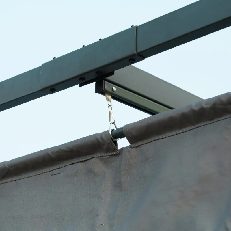 Outsunny 10x7ft Pergola with Retractable Roof Outdoor Patio Sun Shelter Garden Grape Tent Water-resistant Yard Shade Grey