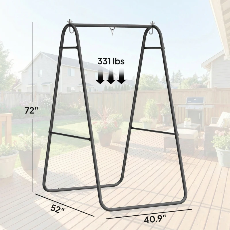 Outsunny Hammock Chair Stand Only Heavy Duty Solid Steel A-Frame for Hanging Hammock, Egg Chair, Max Load 330 LBS, Black