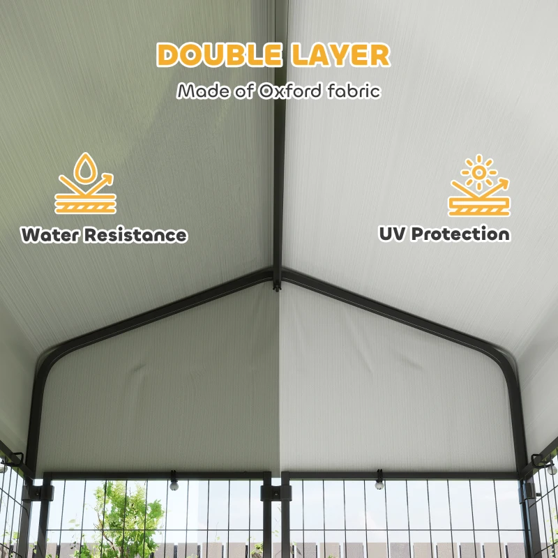 PawHut Outdoor Dog Kennel with Roof, 4' x 4' x 6' Heavy Duty Welded Wire Dog Playpen Enclosure with Escape-proof Lock