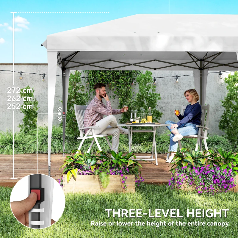 Outsunny 10' x 20' Outdoor Pop Up Canopy Tent Party Tent Instant Shelter W/ Carrying Bag, White