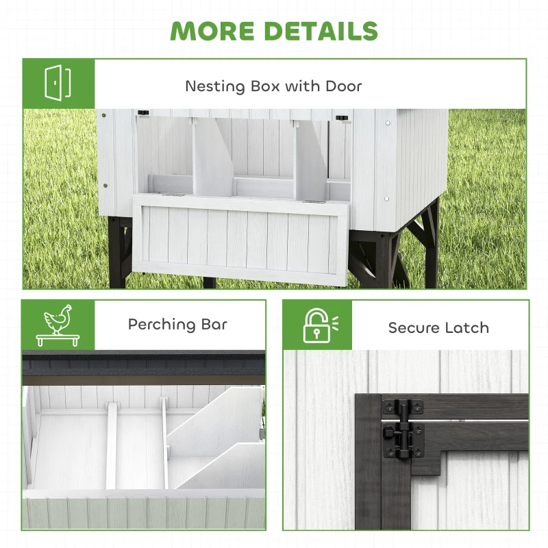 PawHut Chicken Coop Hen House with Nesting Box, Elevated Rabbit Hutch with Ramp, Asphalt Openable Roof and Elevated Legs