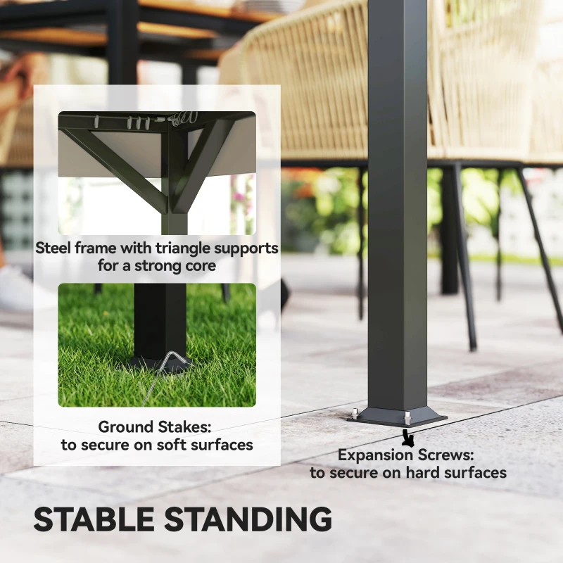 Outsunny 10' x 10' Outdoor Patio Gazebo, Soft Top Gazebo Canopy Shelter with Curtains, Netting, Steel Frame, Hook, Khaki