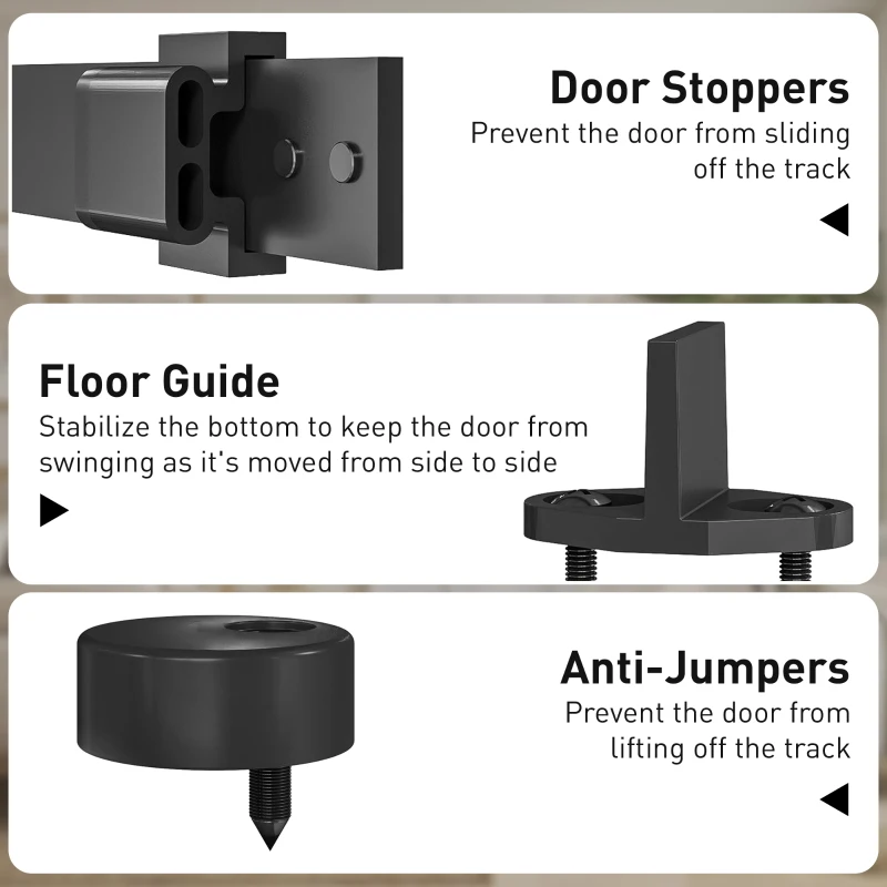HOMCOM 42"x84" Sliding Barn Door with Hardware Kit, Shaker Style Sliding Door with Handle, Track, Floor Guide, White Wood Grain