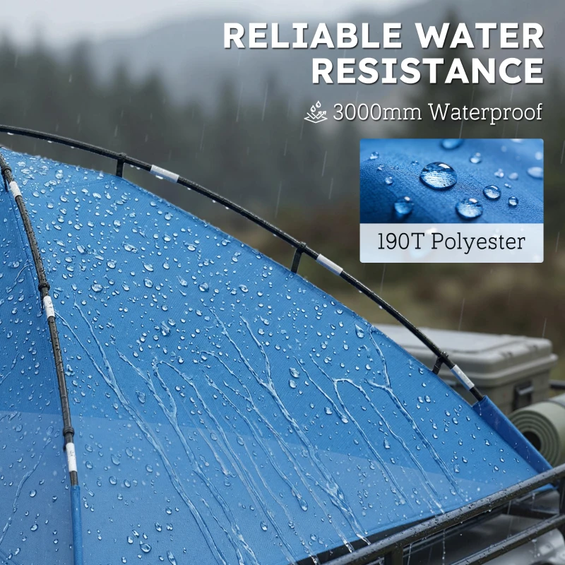 Outsunny Car Awning Camping Tailgate Tent for SUV, 3000mm Waterproof Car Side Awning with Carry Bag, Light Blue